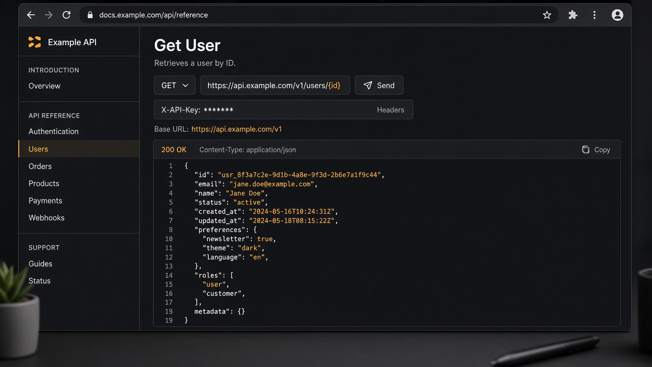 REST API product workspace with credit meter