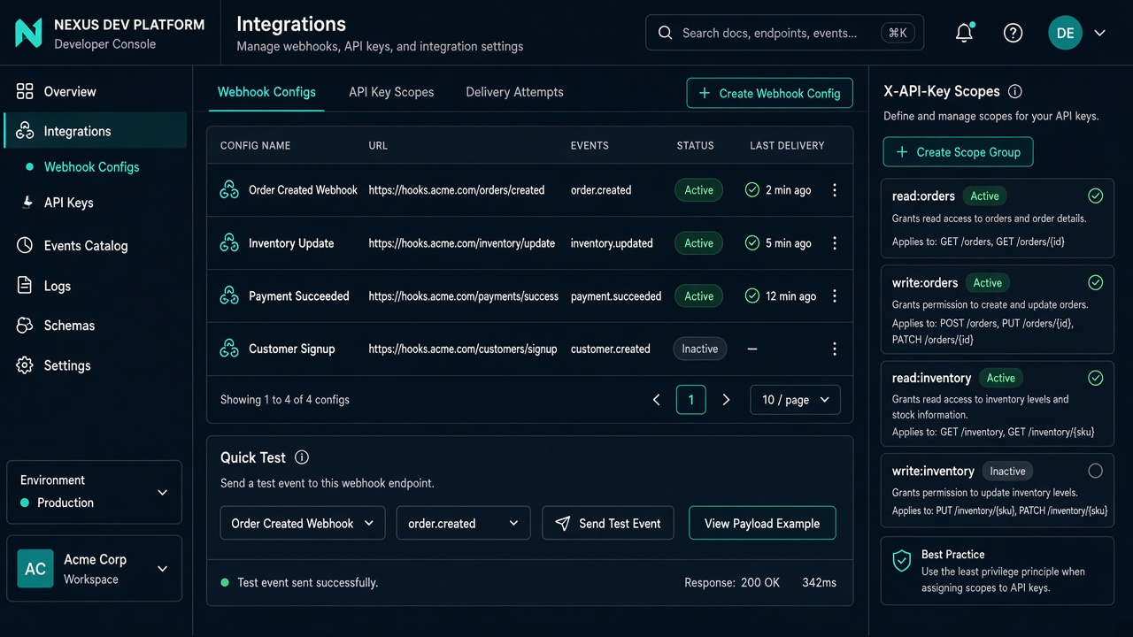 Developer integrations solution